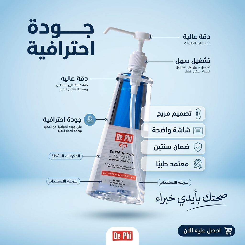 جل معقم ومطهر لليدين دكتور فاي مضاد للبكتيريا